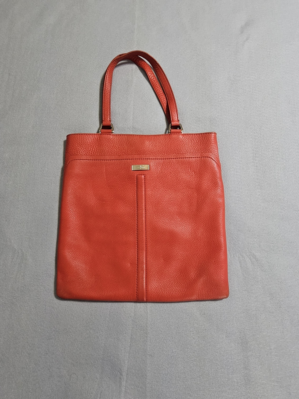 Cole Haan Orange Pebbled Leather Tote Shoulder Bag Work Everyday Fair Condition